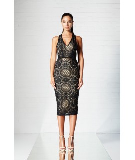 Illusion Lace 3/4 dress BLACK