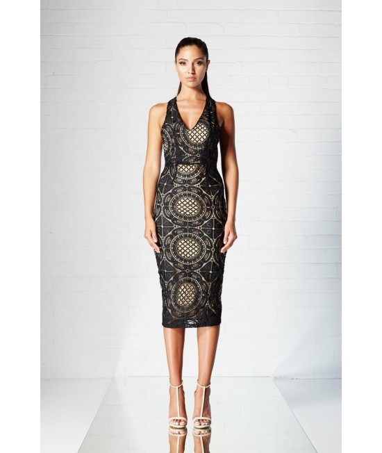 Illusion Lace 3/4 dress BLACK