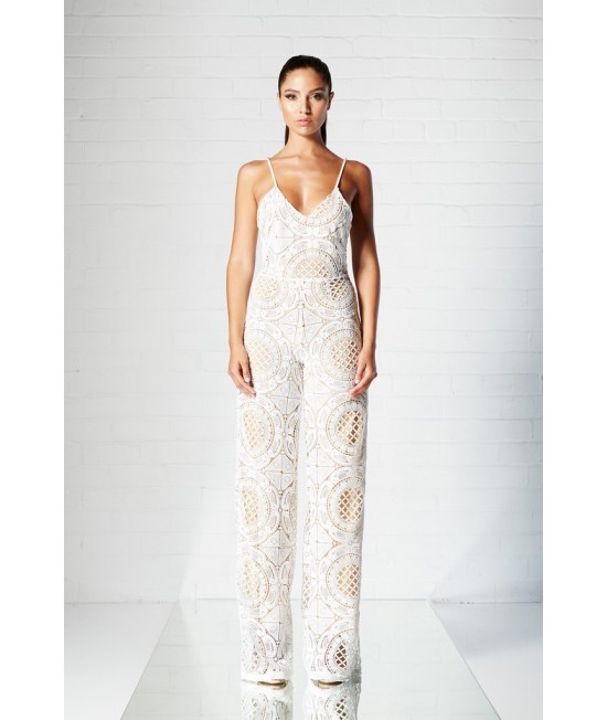 Winona Illusion Lace Jumpsuit WHITE